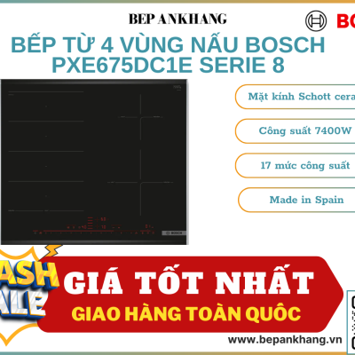 Bếp từ 4 vùng nấu Bosch PXE675DC1E serie 8 - Liên kết vùng nấu lớn - Made in Spain 